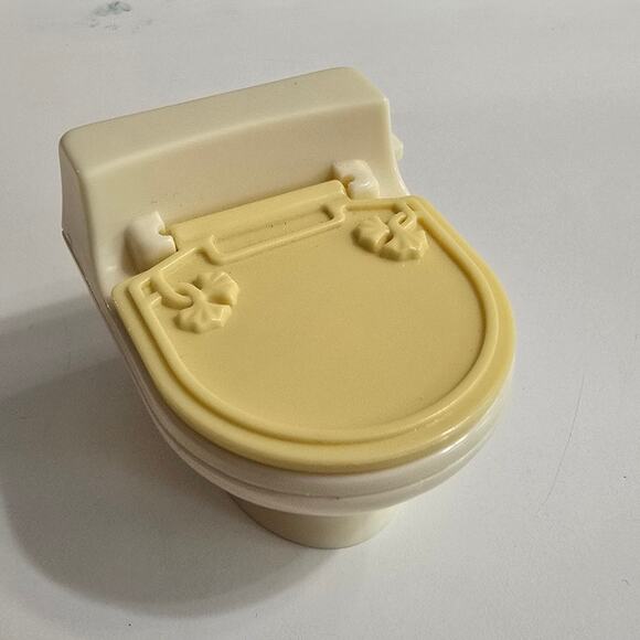 Fisher-Price Loving Family Dollhouse Furniture Bathroom Toilet Cream Yellow EUC - Picture 1 of 5
